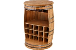 Vintage Weinregal BODEGA 90cm natur Mangoholz Barschrank Fass für 15 Flaschen