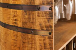 Vintage Weinregal BODEGA 90cm natur Mangoholz Barschrank Fass für 15 Flaschen
