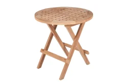 Wetterfester Beistelltisch EMPIRE TEAK 50cm Massivholz rund klappbar Outdoor Gartentisch