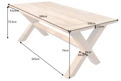 Wetterfester Gartentisch EMPIRE TEAK 180cm Teak Massivholz Outdoor Esstisch