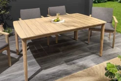 Wetterfester Gartentisch KOPENHAGEN 160cm natur Akazie Massivholz Bootsform Outdoor