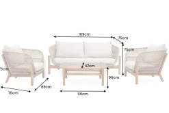 Wetterfestes Gartenlounge Set ROPE natur beige Akazienholz Aluminium inkl. Tisch Sitzpolster