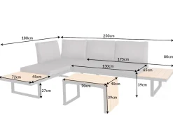 Wetterfestes Gartenmöbel Set IBIZA MODULAR LOUNGE 250cm anthrazit Aluminium inkl. Sitzpolster