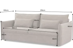 XXL Sofa mit Schlaffunktion APARTMENT taupe Cord inkl. Bettkasten und Kissen