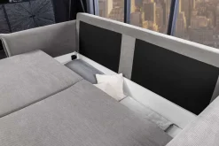 XXL Sofa mit Schlaffunktion APARTMENT grau Cord inkl. Bettkasten und Kissen