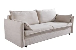 XXL Sofa mit Schlaffunktion APARTMENT beige Cord inkl. Bettkasten und Kissen