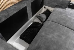 XXL Sofa mit Schlaffunktion APARTMENT grau Samt inkl. Bettkasten und Kissen