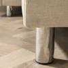 XXL Wohnlandschaft KENT 305cm champagner beige Vogue Velours Samt Federkern mit Hocker
